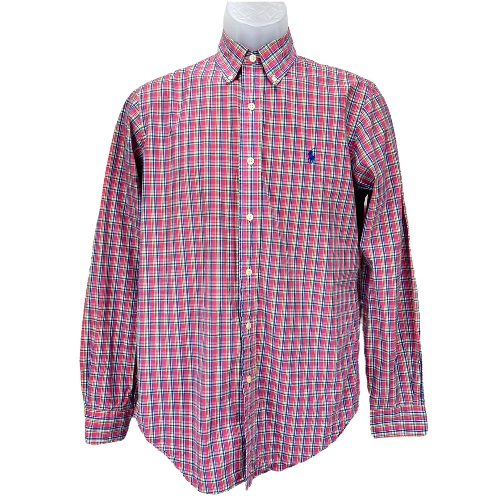 Vintage Ralph Lauren Men's Small Multicolor Plaid‎ Long Sleeve Button-Up Shirt